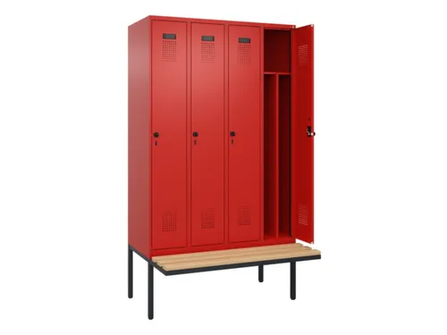 locker met bank,voor scheiding van kleding,HxBxD 2120x1200x815mm,4vak