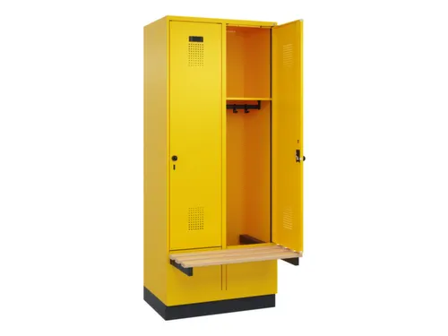 locker met bank,HxBxD 1950x800x815mm,2vak,vak B 400mm,draaigrendel