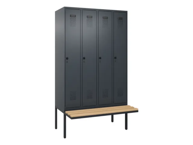 locker met bank,voor scheiding van kleding,HxBxD 2120x1200x815mm,4vak