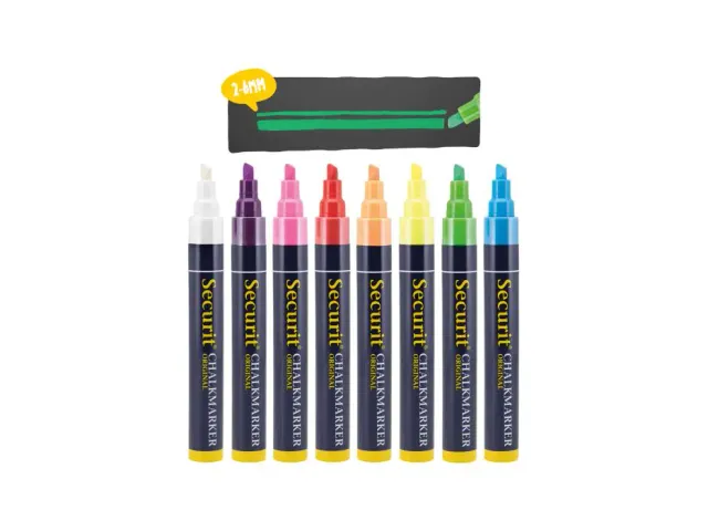 Krijtstift Securit Sma-510 Schuin Assorti 2-6mm Blister à 8st