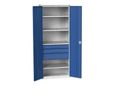 universele kast,HxBxD 2000x800x550mm,4xStalen bodem,3lade(n)