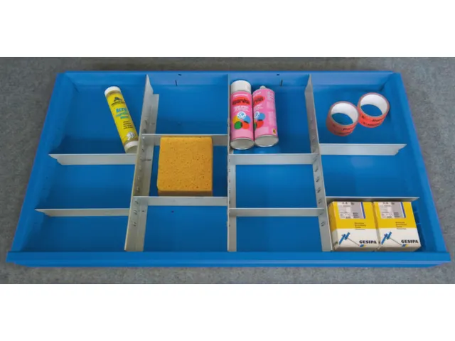 Verdeelschotten 3 Lengte- 8 Dwarsverdelers 100mm Laden B 1023mm 12 Vak