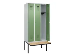 locker met bank,HxBxD 2120x900x815mm,3vak,vak B 300mm,cilinderslot