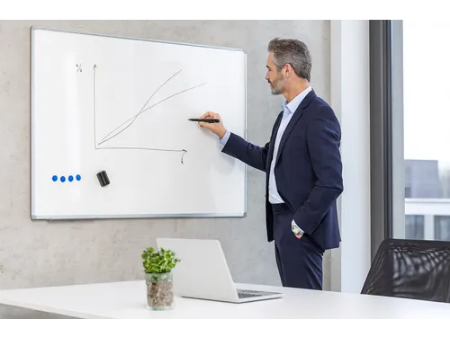Magnetisch Whiteboard 60x90 cm Emaille Staal met Starterkit