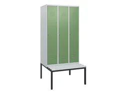 locker met bank,HxBxD 1950x900x815mm,3vak,vak B 300mm,cil.-slot