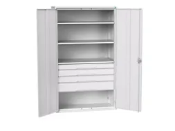 universele kast,HxBxD 2000x1300x550mm,3xStalen bodem,4lade(n)