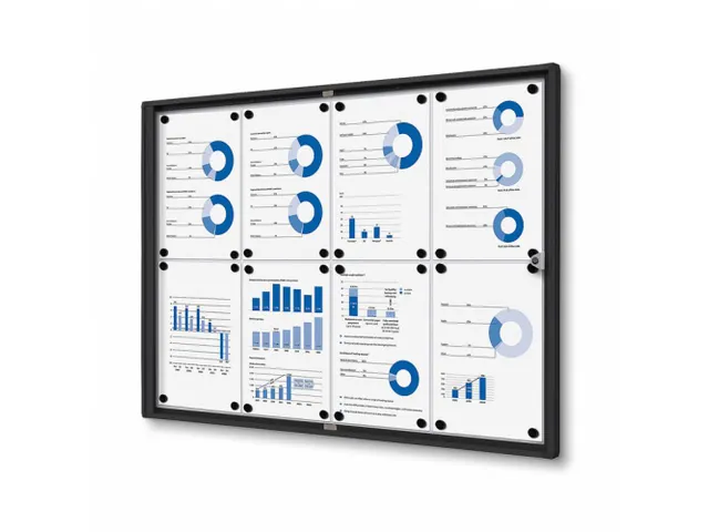 Vitrinekast Mededelingenbord Indoor Economy 8xA4 Zwart
