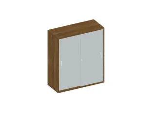 Schuifdeurkast 1150x1000x430mm Romp Noten Decor Front Lichtgrijs - 1