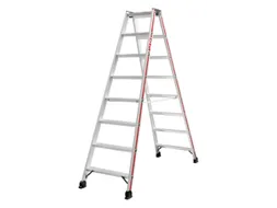 trapladder,beide zijden,2x8treden,Stand H 1,34m,balk L 2,02m,aluminium