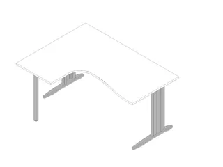 hoekbureau 730x1600x1200mm blad wit verdieping links C-voet aluminium - 1