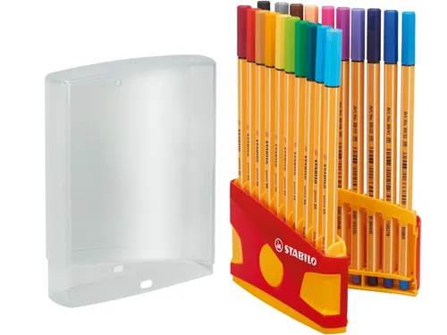 Fineliner STABILO point 88 ColorParade rollerset geel/rood F ass 20st