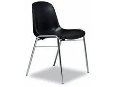 Kunststof Kuipstoelen Zwart Ronde Buis Verchroomd Ø 20Mm Stapelbaar