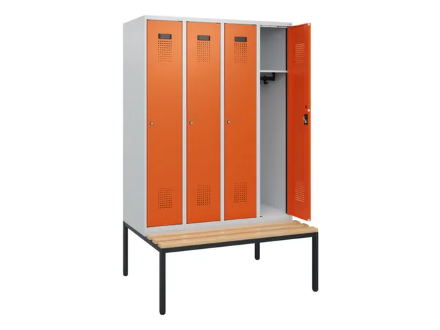 locker met bank,HxBxD 1950x1200x815mm,4vak,vak B 300mm,cilinderslot