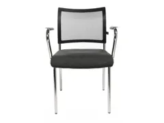 Bezoekersstoel Armleuningen Antraciet Stof Rug Netbekleding Zwart