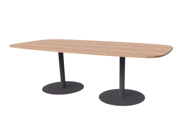 Linesto vergadertafel 240x120 deens ovaal hav/kers 25mm zwart