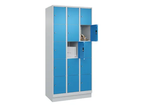lockerkast,HxBxD 1950x900x500mm,3x5vakken,vak B 300mm,cil.-slot,sokkel