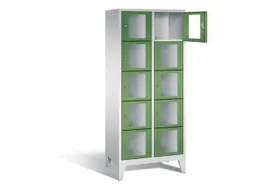 Lockerkast 1850x810x500mm 2x5 vakken Cilinderslot Poten, RAL6011