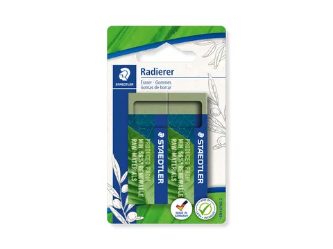 Gum Staedtler Eco 52680 65x23x10mm olijfgroen blister à 2 stuks