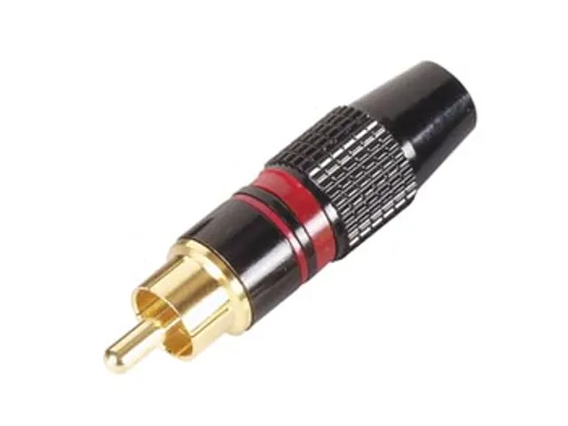 Mannelijke Rca Plug - Vergulde Stekker - Zwarte Behuizing - Rode Ring