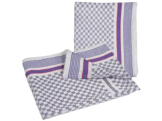 geweven theedoek LxB 900mmx500mm katoen wit/blauw ruitpatroon - 1