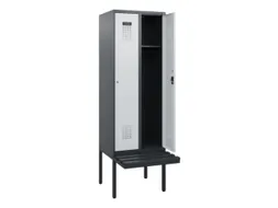 locker met bank,HxBxD 1950x600x815mm,2vak,vak B 300mm,cilinderslot
