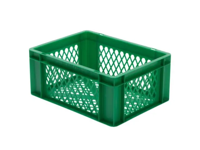 Euronorm-stapelbak 15l 175x400x300mm Wanden/bodem Opengewerkt Groen