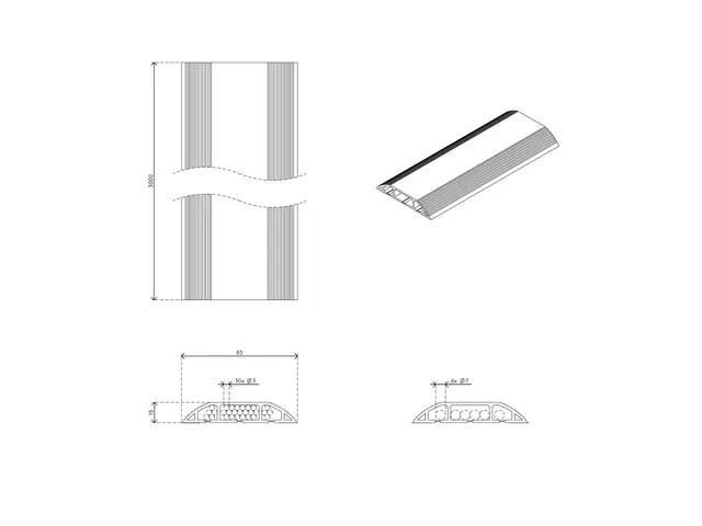 Dataflex kabelafdekking Grijs recht 300cm