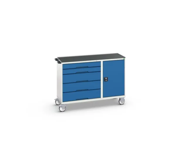 montagetafel 965x1300x550mm staalblad 5 laden kast front RAL5010