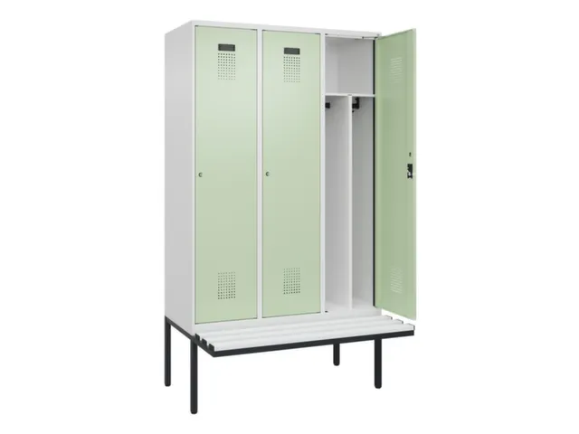 locker met bank,voor scheiding van kleding,HxBxD 2120x1200x815mm,3vak