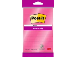 Memoblok 3M Post-it 4645 Super Sticky 101x152mm lijn roze