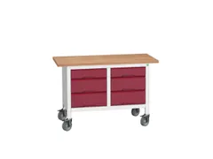 werkbank,HxBxD 830x1250x600mm,multiplexblad,uitrusting: 6lades,RAL7035