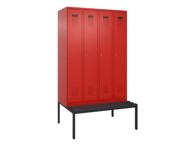 locker met bank,voor scheiding van kleding,HxBxD 2120x1200x815mm,4vak