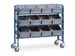 Chariot pour pièces détachées 250kg 3 plateaux bois RAL5007