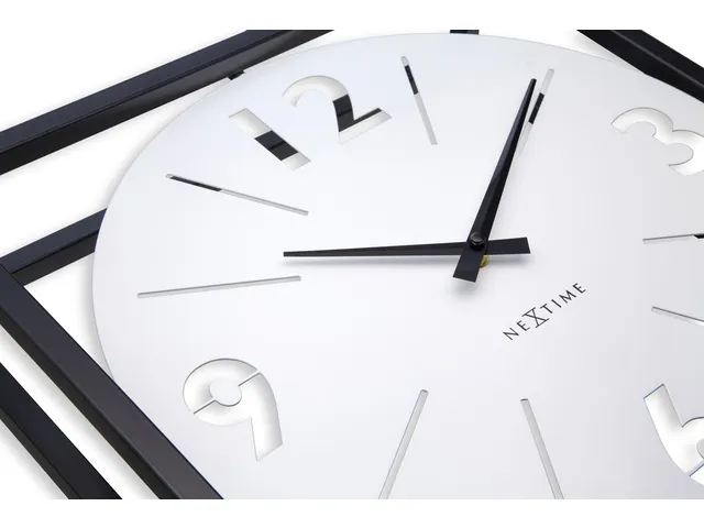Tafel/wandklok NeXtime Time Frame 40x40cm wit metaal