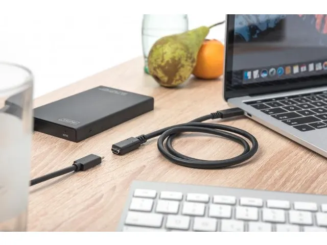 USB Type-C verlengkabel St/Bu 0,7m Gen2 5A 10GB 3.1-versie Zwart