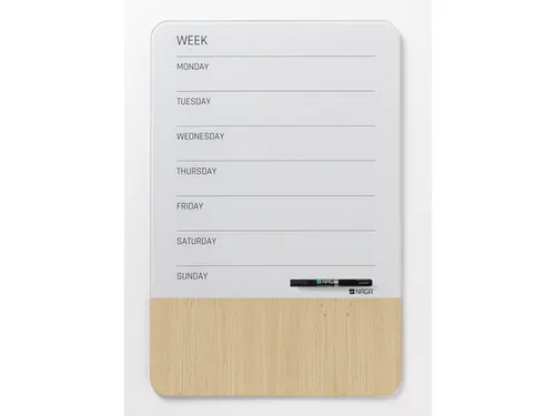 Glasmagneetbord Naga 40x60cm weekplanner GB wit/hout
