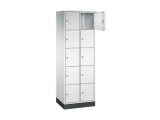 lockerkast,RAL 7035,HxBxD 1950x620x500mm,2x5vakken,cil.-slot,sokkel - 1