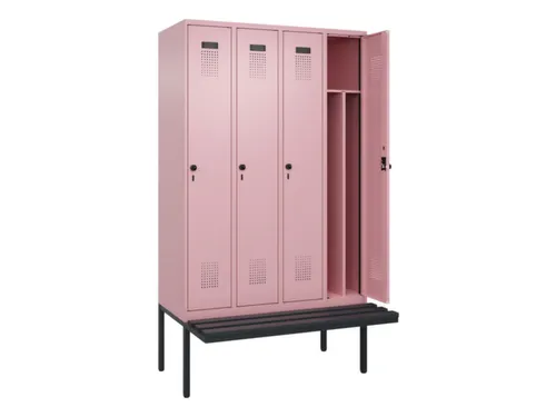 locker met bank,voor scheiding van kleding,HxBxD 2120x1200x815mm,4vak