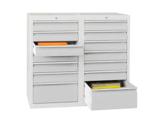 ladekast HxBxD 900x1000x500mm 14laden RAL7035 front RAL7035 - 2