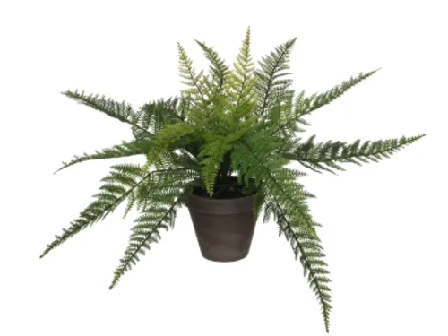 Kunstplant Mica Varen groen in pot Stan grijs 38x50cm