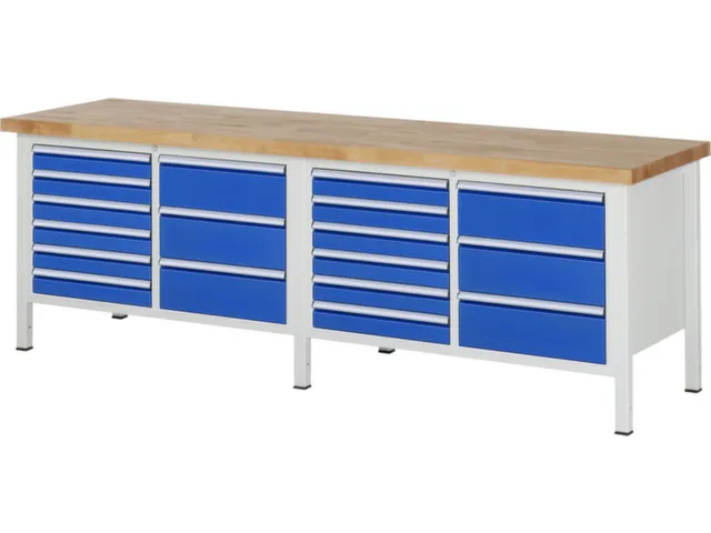 werkbank,HxBxD 840-1040x2500x700mm,beukblad,draagverm. 1250kg