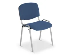 Bezoekersstoel,4Voeten Ovale Buis Aluminium-Zilver,Zitting Stof Blauw