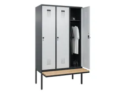 locker met bank,HxBxD 2120x1200x815mm,3vak,vak B 400mm,draaigrendel