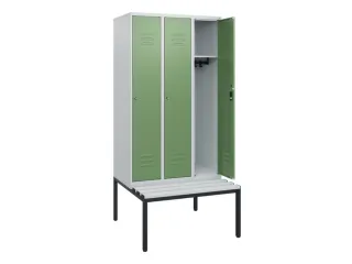 locker met bank,HxBxD 1950x900x815mm,3vak,vak B 300mm,cil.-slot - 2