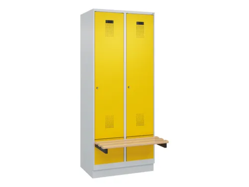locker met bank,HxBxD 1950x800x815mm,2vak,vak B 400mm,cilinderslot