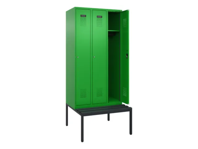 locker met bank,HxBxD 2120x900x815mm,3vak,vak B 300mm,cilinderslot