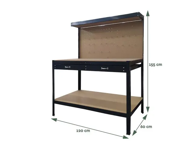 Werkbank met lade zwart 120x60x155cm WB100