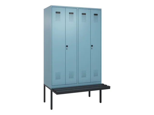 locker met bank,voor scheiding van kleding,HxBxD 2120x1200x815mm,4vak