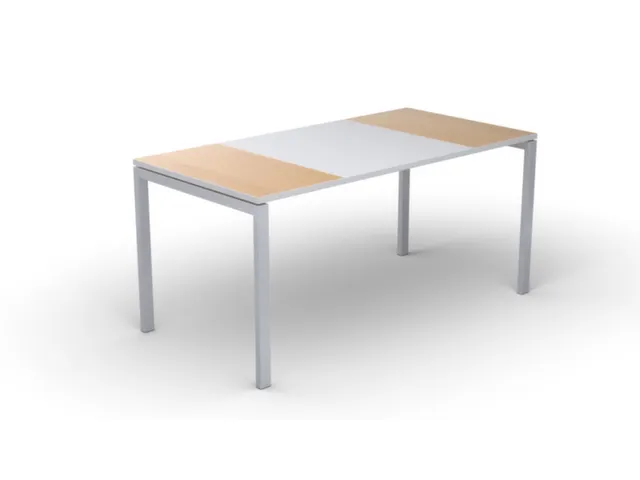 Bureau 750x1800x800mm hêtre/blanc 4 pieds blanc