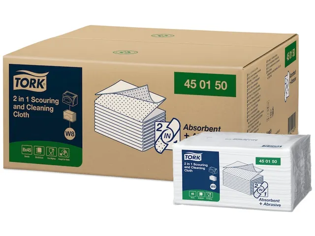 Reinigingsdoek Tork W8 Premium 1-laags 55 vel wit 510150